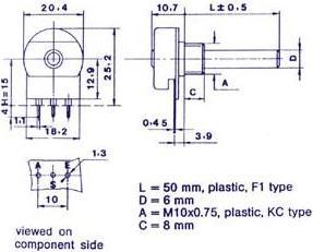 Produktbild OMEG Potmeter Mono Lin 22k