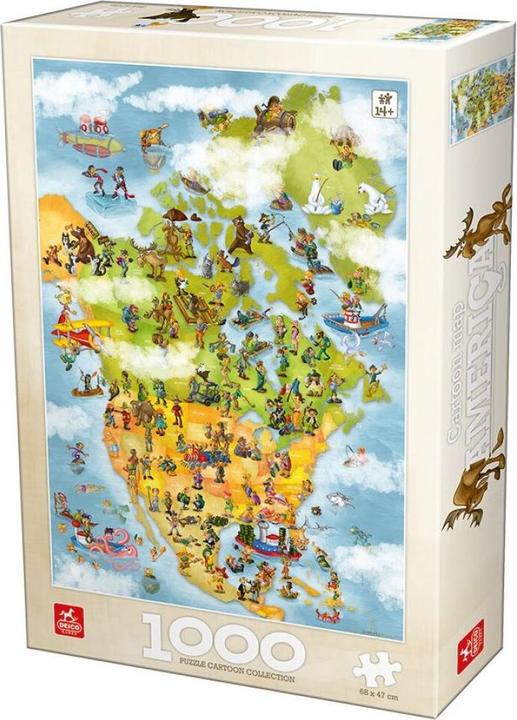 Actual product image Deico Puzzle Cartoon Map of America 1000 pieces (1000 pieces)