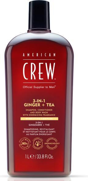 American Crew 3-in-1 Ginger & Tea Shampoo, Conditioner & Body Wash (1000 ml, Flüssiges Shampoo)