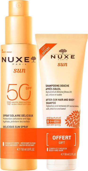 Produktbild Nuxe Sun Set Sonnenspray Gesicht & Körper LSF 50 + After-Sun-Duschshampoo (Sonnenspray, SPF 50, 250 ml)