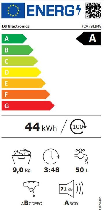 Energie-Label LG F2V7SLIM9 (9 kg, Links)