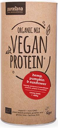 Actual product image Purasana Vegan Protein Mix - Hemp / Pumpkin & Sunflower (400g tin) (Nature, 1 pcs., 400 g)