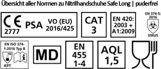 Produktbild Hygostar Nitrilhandschuhe Safe Long Gr. L, blau, puderfrei (L)