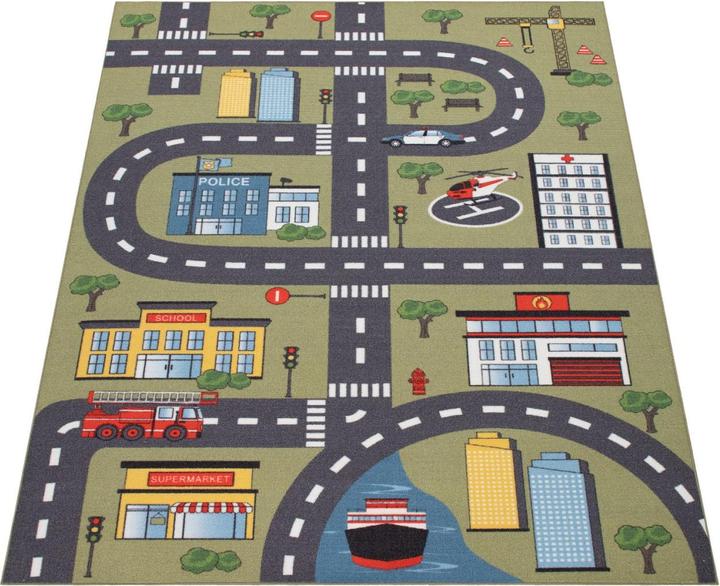 Produktbild Paco Home Teppich Kinderzimmer Kinderteppich Rutschfest Grau Rund (120 x 160 cm)