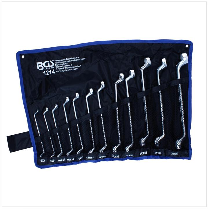 Actual product image BGS Set di 12 Chiavi a doppio anello, a gomito SW 6 x 7 - 30 x 32 mm ( 1214 ) (19 mm, 6 mm, 12 mm, 24 mm, 14 mm, 22 mm, 16 mm, 23 mm, 10 mm, 21 mm, 18 mm, 27 mm, 7 mm, 17 mm, 11 mm, 15 mm, 26 mm, 30 mm, 8 mm, 28 mm, 9 mm, 29 mm, 13 mm, 20 mm, 25 mm)