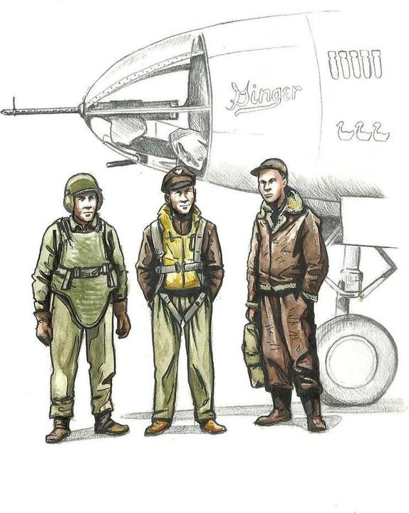Actual product image CMK WWII US bomber pilot and two gunners