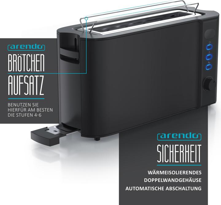 Immagine prodotto Arendo Tostapane in acciaio inox a 2 fette con slot lungo, attacco per panini, display con indicatore del