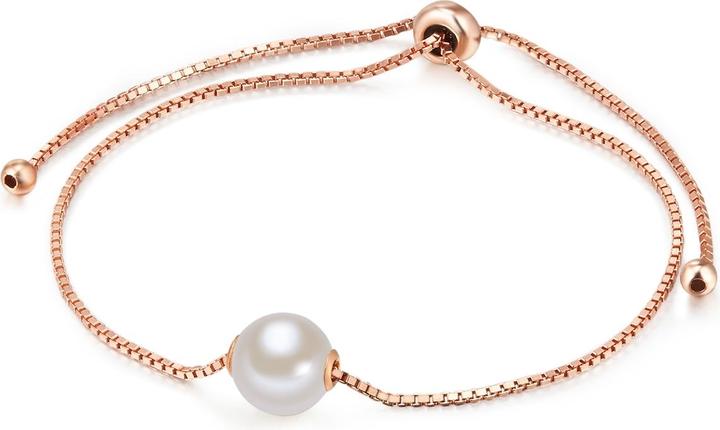 Produktbild Valero Pearls Damen Sterling Silber Süsswasser-Zuchtperle roségold 14,0 - 22,0 cm, flexibel einstellbar - 10884 (22 cm, Sterling Silber)