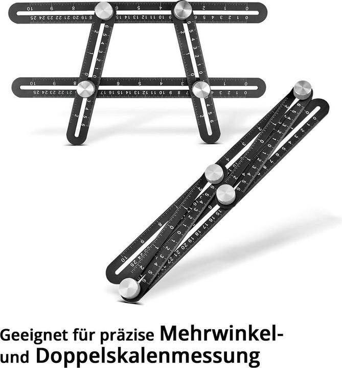 Actual product image Stahlwerk Ruler set with multi-angle measuring ruler, triangular ruler, angle triangle (300 mm)