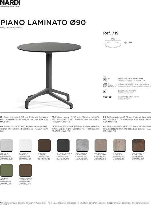 Produktbild Nardi P. LAMINATO DIAM.90 (90 x 90 x 1 cm)