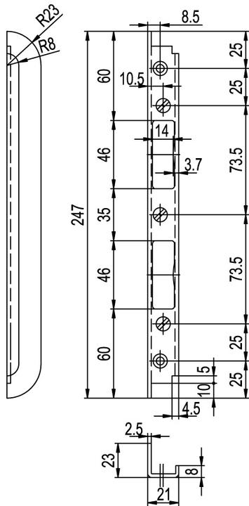 Actual product image Glutz Grooved striking plates B-1151 (Striking plate)