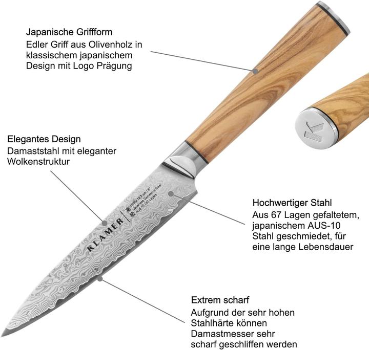 Produktbild KLAMER Allzweckmesser, Olivenholz (12.70 cm)