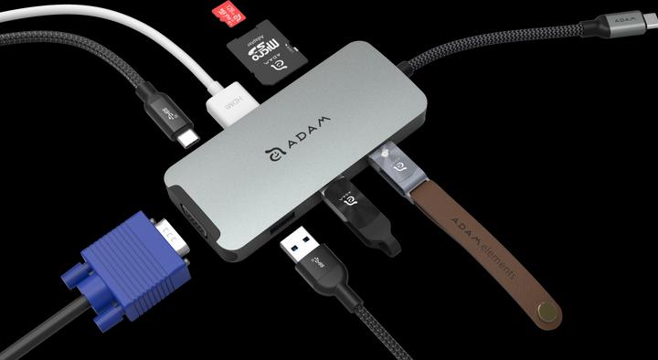 Actual product image Adam Elements CASA A08 Multi-Function Hub 8in1, grey (USB-B, 8 Ports)