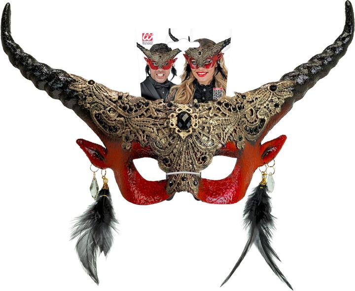 Image du produit Widmann Commedia Dell'Arte Masque Diable rouge avec cornes