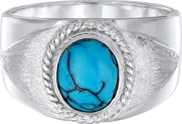 Actual product image Kuzzoi Ring Mens Signet Ring Turquoise Howlite 925 Silver (66, 925 Silver)
