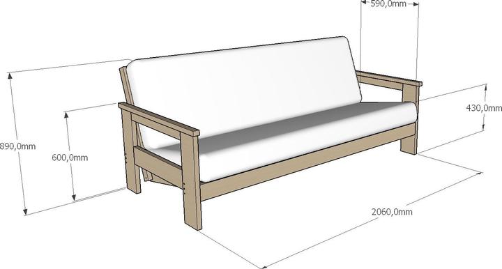 Produktbild Europe & Nature Holz Schlafsofa - Natur - 140X200 cm - Mexico