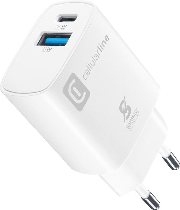 Cellularline Caricabatterie da viaggio a doppia porta Samsung PD 25W Bianco (25 W)