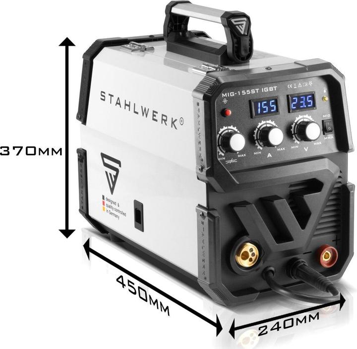 Produktbild Stahlwerk Schutzgas Schweissgerät MIG 155 ST IGBT mit 155 Ampere mit MMA E-Hand