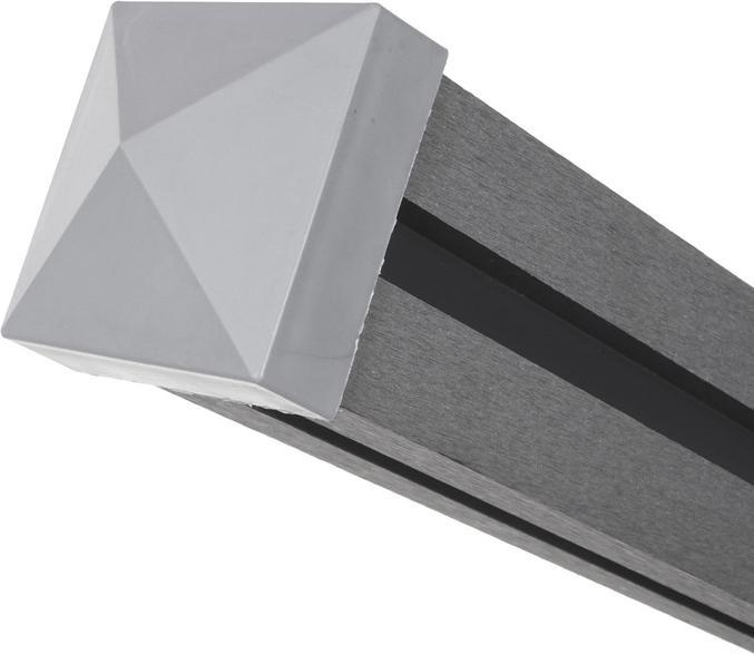 Produktbild Swisshandel24 WPC-Sichtschutz Sarthe, Windschutz Zaun, WPC-Pfosten 2er Set, 3,76m grau