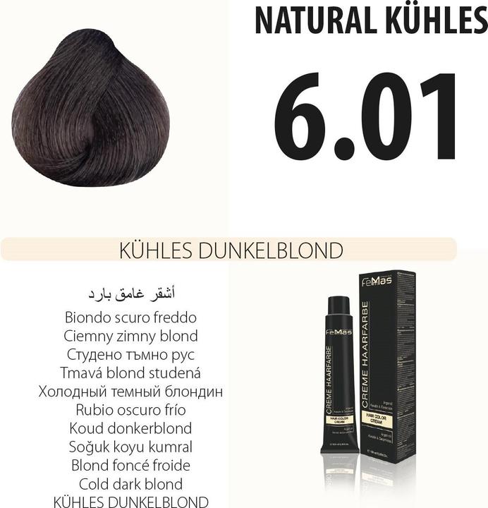 Actual product image FemMas 6.01) Hair Color Cool Dark Blonde 100ml (Cool dark blonde 100ml)