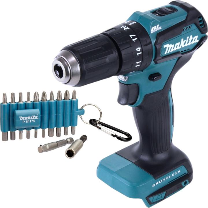 Produktbild Makita DHP 483 Z Akku Schlagbohrschrauber 18 V 40 Nm Brushless + 22 tlg. Bit Set - ohne Akku, ohne (Akkubetrieb)
