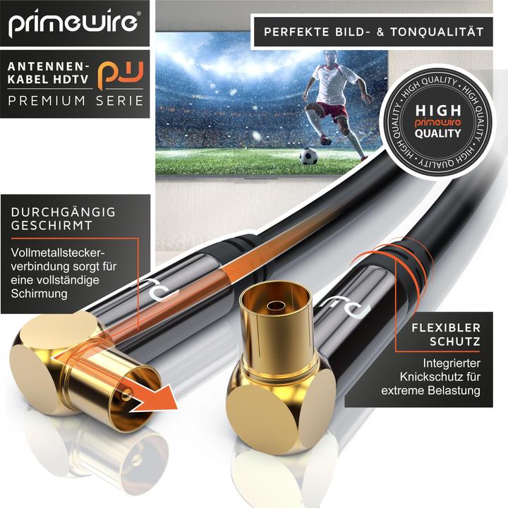 Immagine prodotto Primewire Cavo antenna 90° angolato | Cavo coassiale HDTV Premium 135dB / 75 Ohm | FullHD / 4k Ultra HD (85 dB, Cavi antenna)