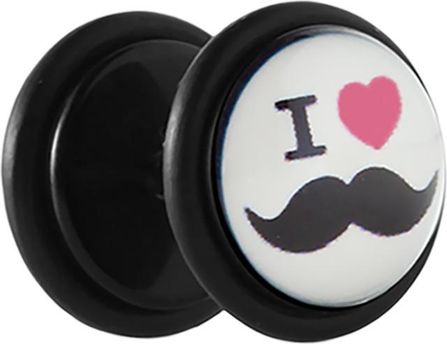 Image du produit Star Piercing Fake Plug schwarz mit i love Schnurrbart (sans laiton, Acrylique)
