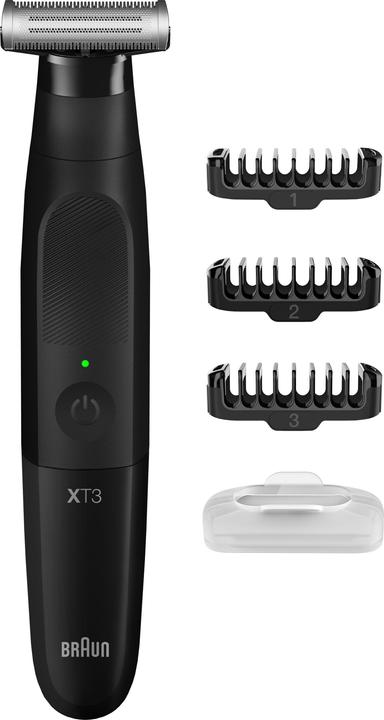 1x Trimmer (Gerät), 3x Kammaufsätze, Bed, Ladekabel Schutzkappe