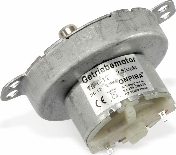 Actual product image Eneroid Gear motor TDY-12, 12V-, 2,5U/min, Ø 50mm, shaft 7x12mm