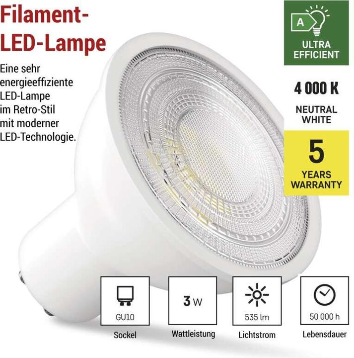 Actual product image Emos Classic (GU10, 3 W, 535 lm, 1 x, A)