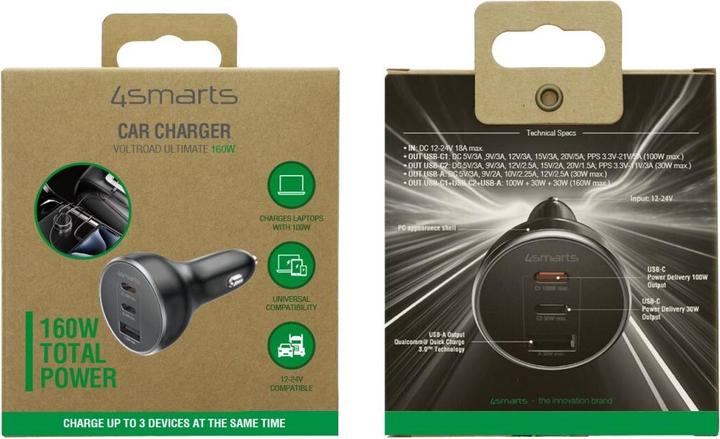 Image du produit 4smarts Chargeur allume-cigare VoltRoad Ultimate 160W noir