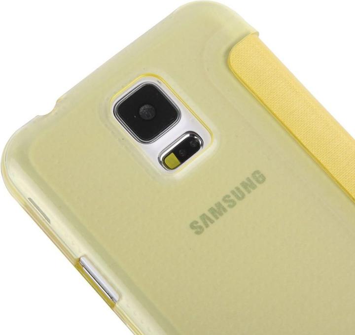 Produktbild König Design Handyhülle Tasche Flipcover mit Fenster für Samsung S5 mini / G800 Gelb (Samsung Galaxy S5 Mini)
