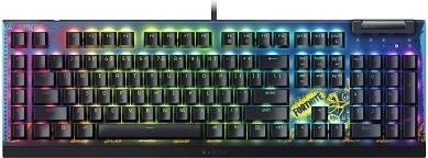 Immagine prodotto Razer BlackWidow V4 X - Fortnite Edition Mechanische Gaming-Tastatur mit RGB (Yellow Switches, 6 eig (DE, Cablato)