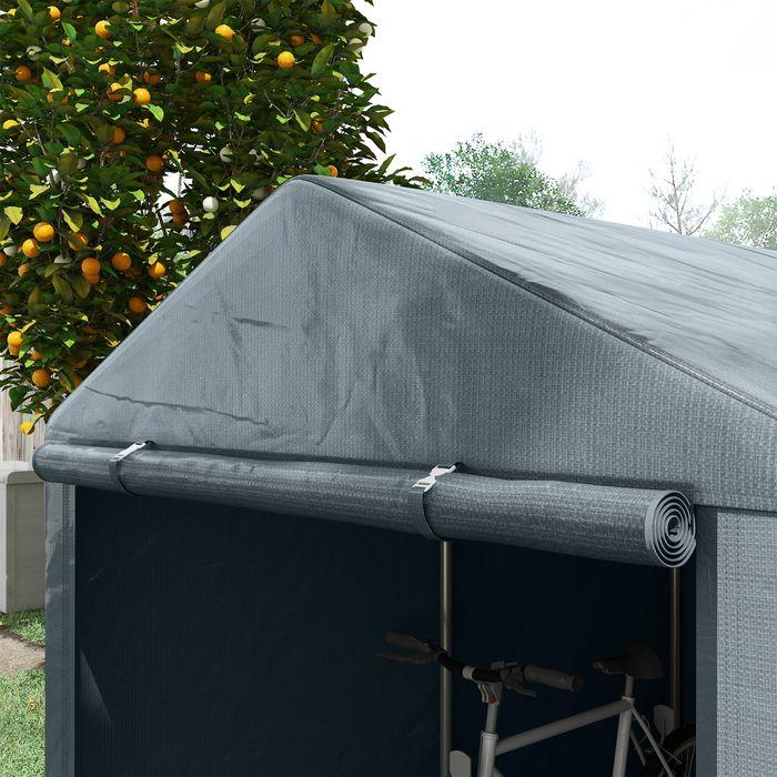 Image du produit Swisshandel24 Garagenzelt, 1,6x2,18x1,72m, grosse Tür, rostfreier Metallrahmen, 160x218x172 cm, Dunkelgrau (218 cm, 160 cm)