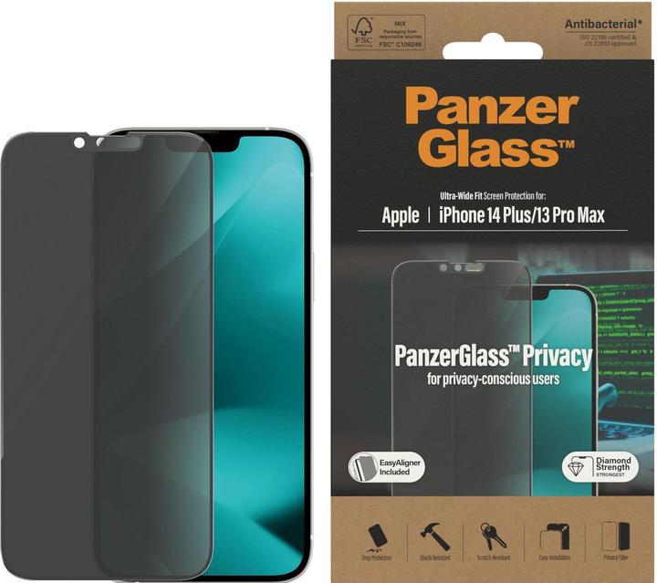 Produktbild PanzerGlass Ultra Wide Fit Privacy (1 Stück, Apple iPhone 13 Pro Max, Apple iPhone 14 Plus)