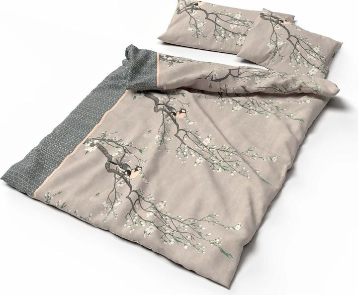 Image du produit Lotus Bettwaren Bettwäsche Bambus Birds spring (Housse de couette, 160 x 210 cm)