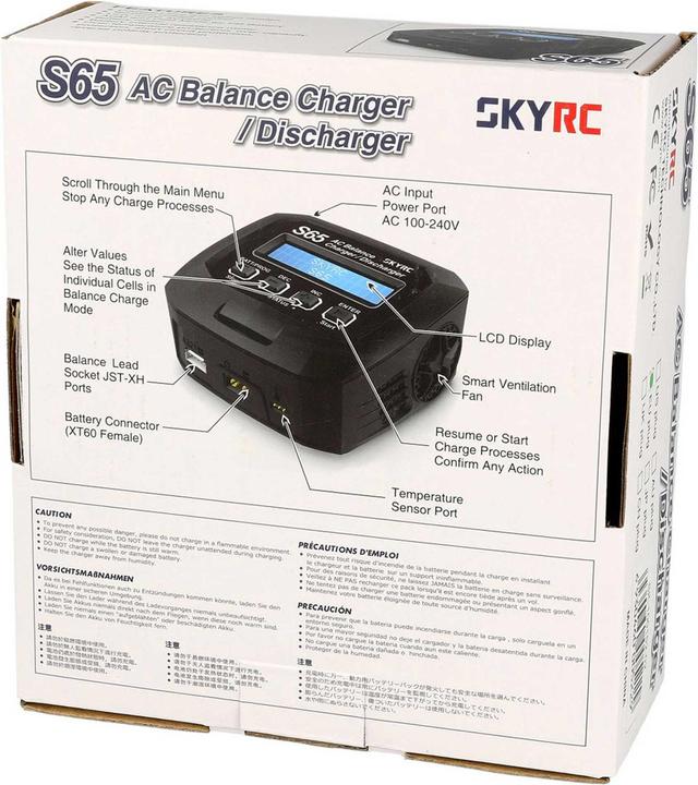 Productafbeelding SkyRC Lader AC S65 AC LiPo 2-4s 6A 65W Ontladen 2A 10W