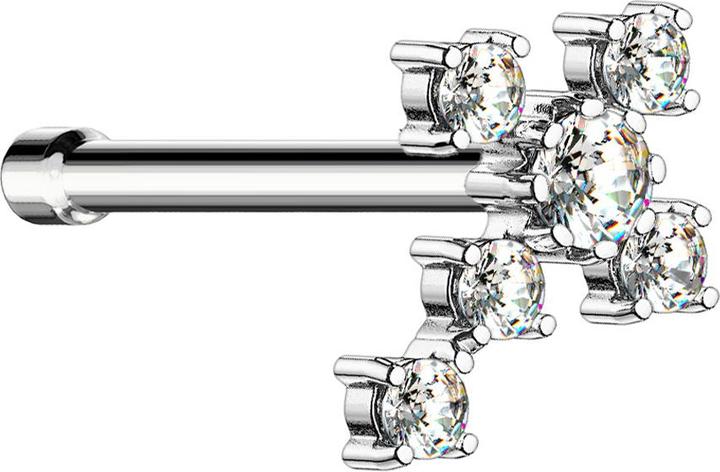 Actual product image Star Piercing Nasenstecker gerade silber Kreuz mit Kristall silber (Brass, Surgical steel 316L)