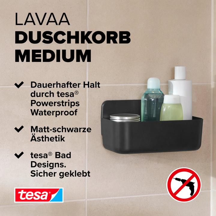 Actual product image tesa LAVAA shower basket, medium incl. adhesive solution without drilling