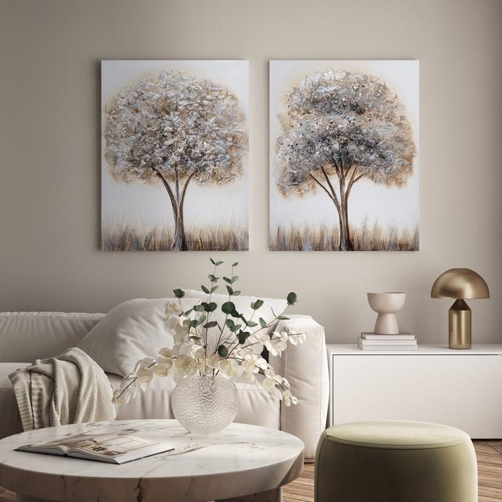 Produktbild Eurofirany Bilderbaum 2 Hand -auf Leinwand mit Kristallen und silbernen Akzenten 50 x 70 cm gebunden (50 x 70 cm)