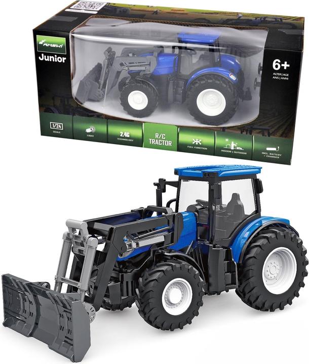Produktbild Amewi RC Traktor mit Räum-Schiebeschild LiIon 500mAh blau/6+ (RTR Ready-to-Run)