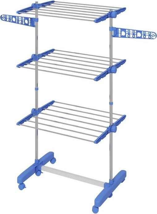 Actual product image Swisshandel24 Tumble dryer Tower clothes horse with castors, 3 levels, Folding upright dryer with side wings, W