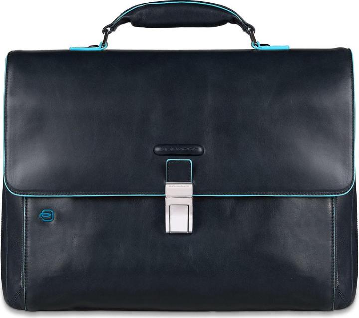 Actual product image Piquadro Blue Square Expandable Computer Portfolio Briefcase 15 Night Blue (15")