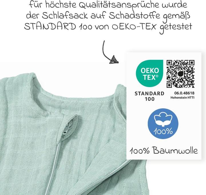 Produktbild Makian Musselin-Schlafsack - Mint - Schlafsäcke (100 cm)