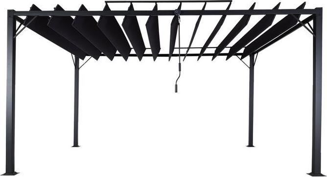 Immagine prodotto Mendler Pergola HWC-L40, padiglione a doghe, telaio in alluminio da 8 cm tessuto/tessuto, 3x4m antracite (388 cm, 295 cm)