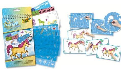 Actual product image Folia Bringmann 41101 - Stencil book Pony Farm, block with 36 colouring templates, 5 stencils and 3