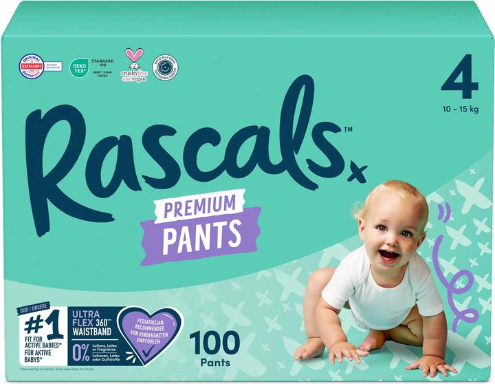 Immagine prodotto Rascals Pantaloni Premium (Dimensione 4, Pacco mensile, 100 Pezzo/i)