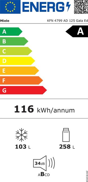 Energie-Label Miele Kühl- / Gefrierkombination KFN 4799 AD 125 Gala Ed (361 l)