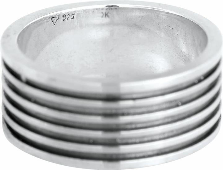 Image du produit Kuzzoi Bague Homme Bague ruban massif rainures 925 argent (66, Argent 925)