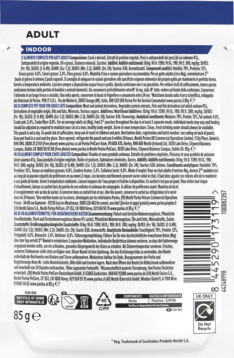 Immagine prodotto Pro Plan Cibo umido Adult Indoor Salmone in salsa, 85 g (Adulto, 1 pz., 85 g)